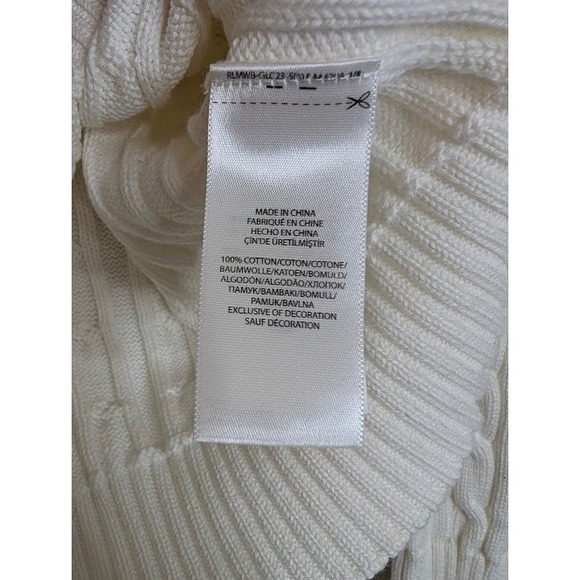 Polo Ralph Lauren Cable-Knit Cotton Crewneck Sweater Size Womens Medium Preppy - Picture 3 of 5